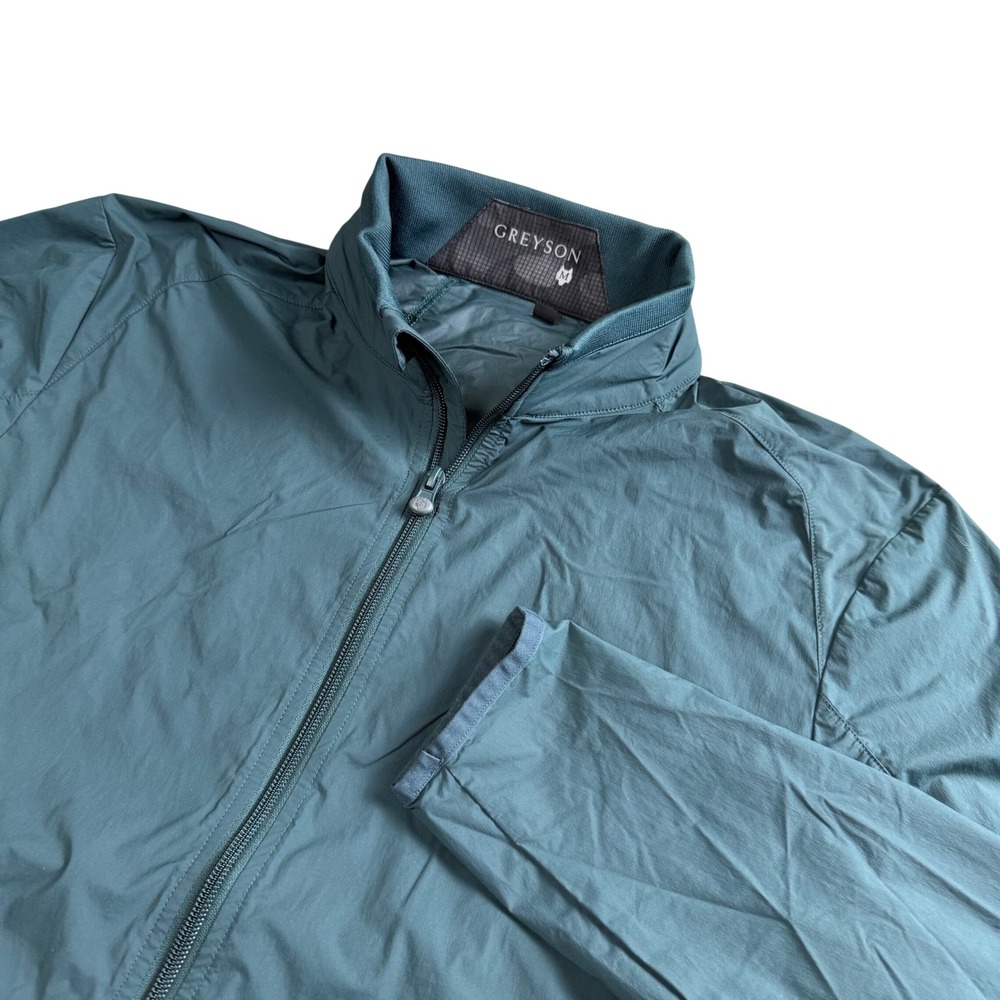 Greyson Windbreaker Jacket Mens Size Medium Green Zip Up Golf Active Lightweight